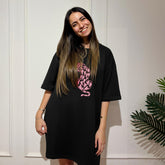 Lovely Leopard Tee Dress Black